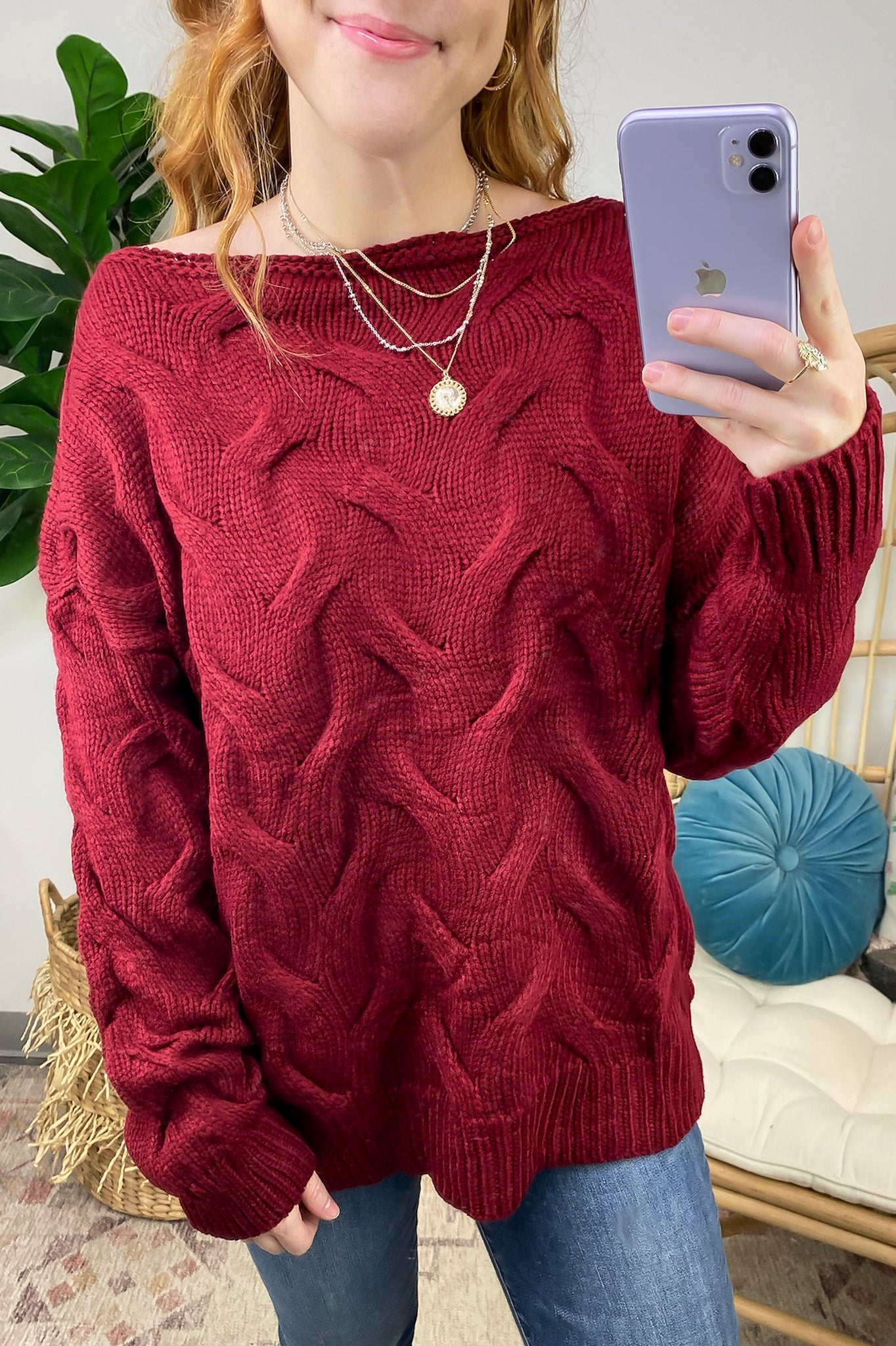  Suriel Textured Cable Knit Boat Neck Sweater - Madison and Mallory