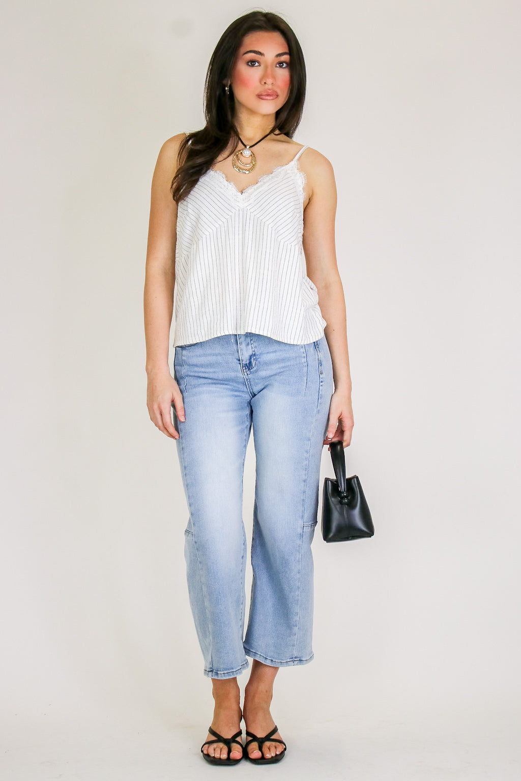 Susana Crop Wide Leg Seam Detail Jeans - Madison and Mallory