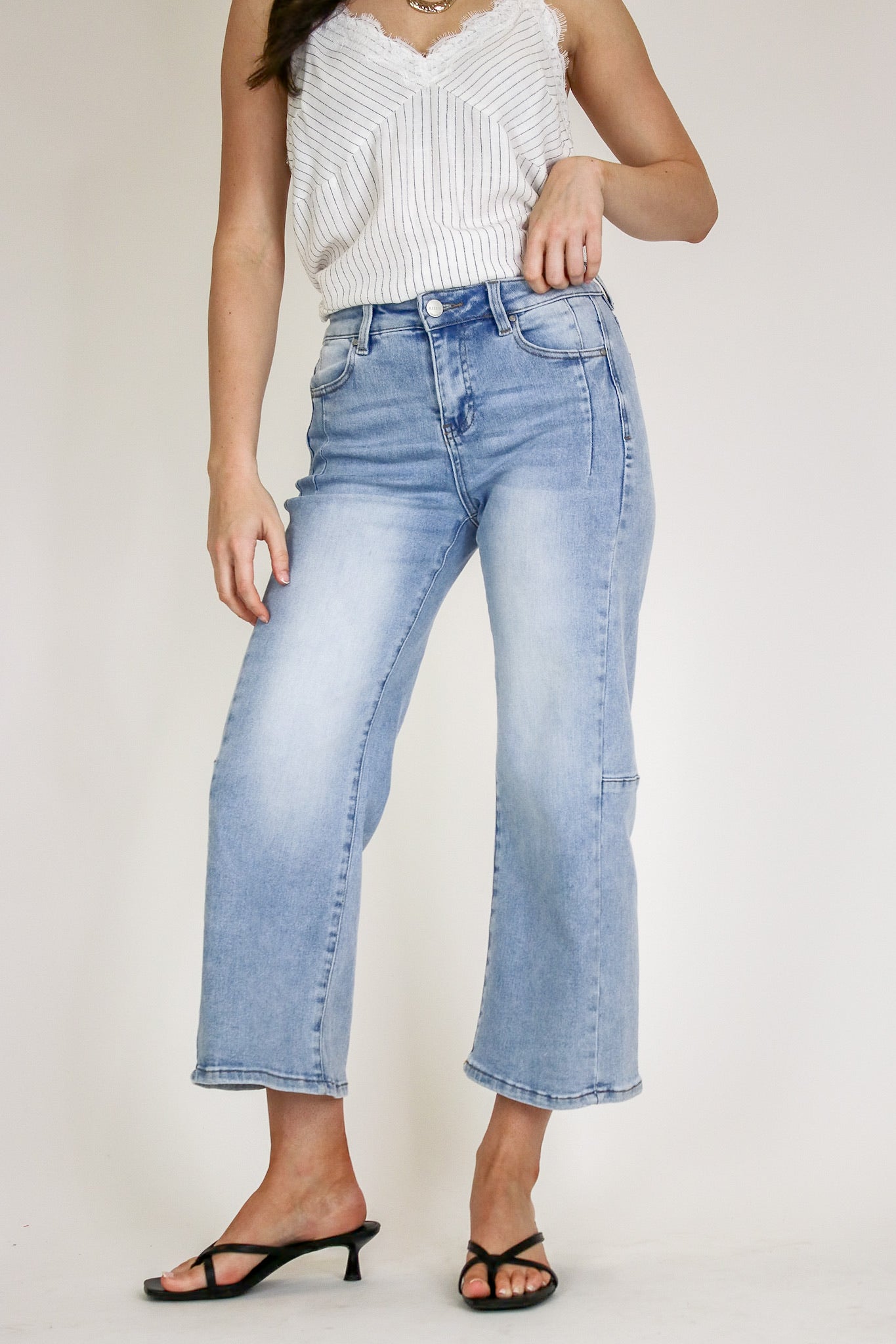 Susana Crop Wide Leg Seam Detail Jeans - Madison and Mallory
