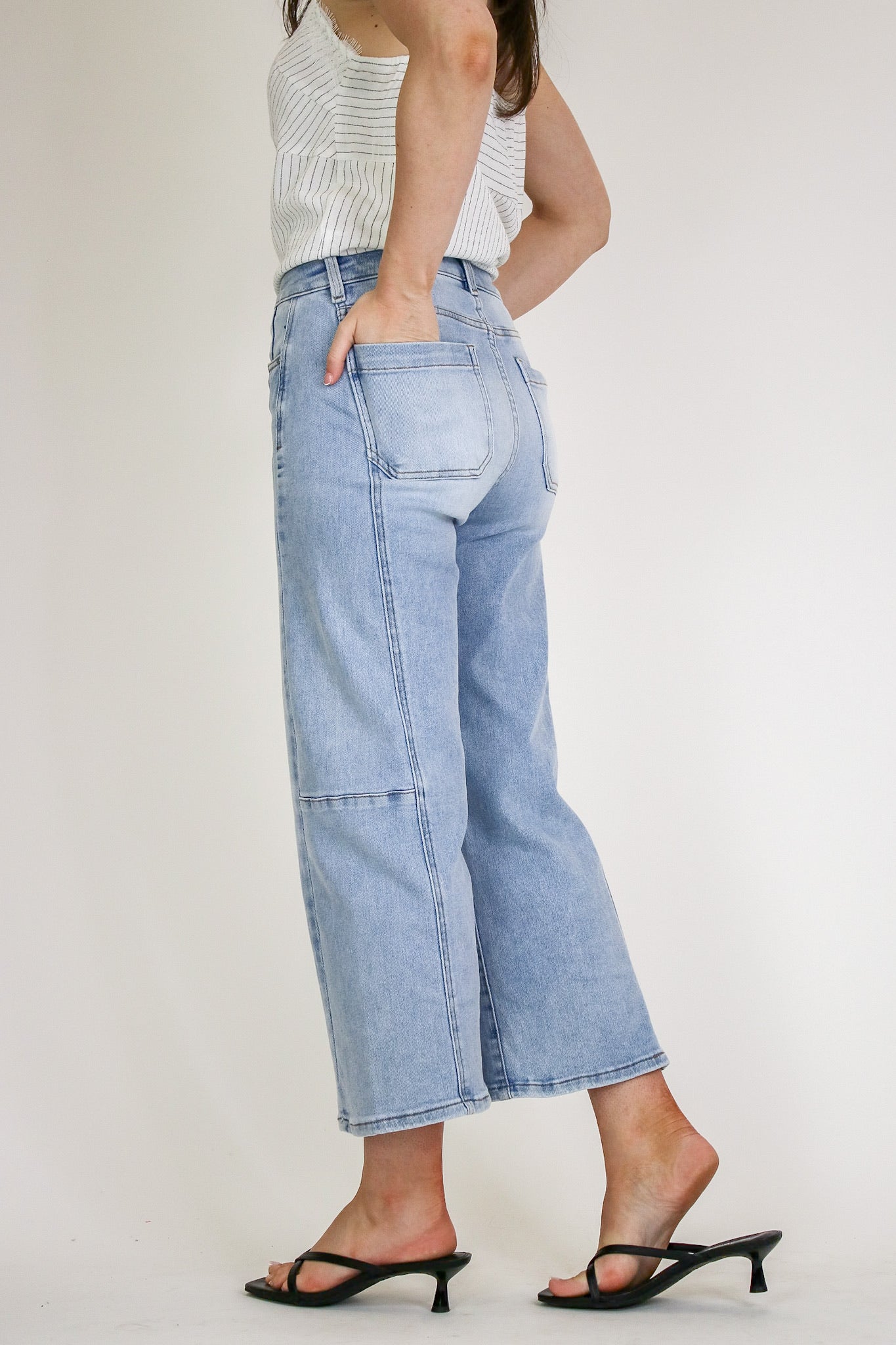Susana Crop Wide Leg Seam Detail Jeans - Madison and Mallory
