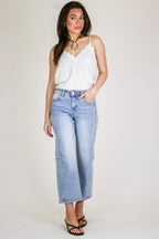 Susana Crop Wide Leg Seam Detail Jeans - Madison and Mallory