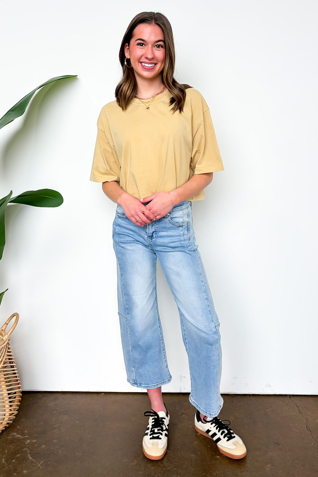 Susana Crop Wide Leg Seam Detail Jeans - Madison and Mallory