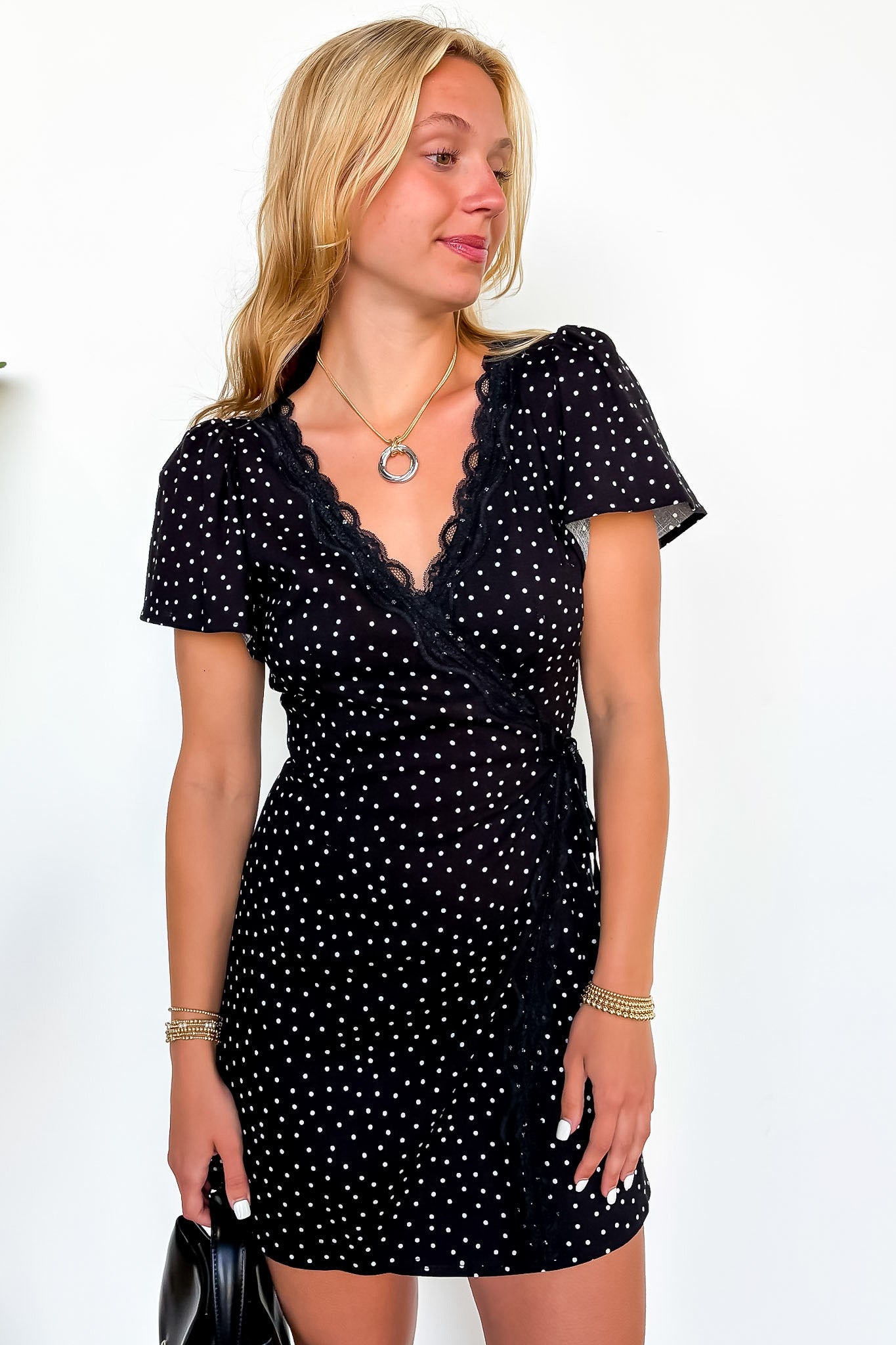 Sweet Affair Polka Dot Lace Trim Dress - Madison and Mallory