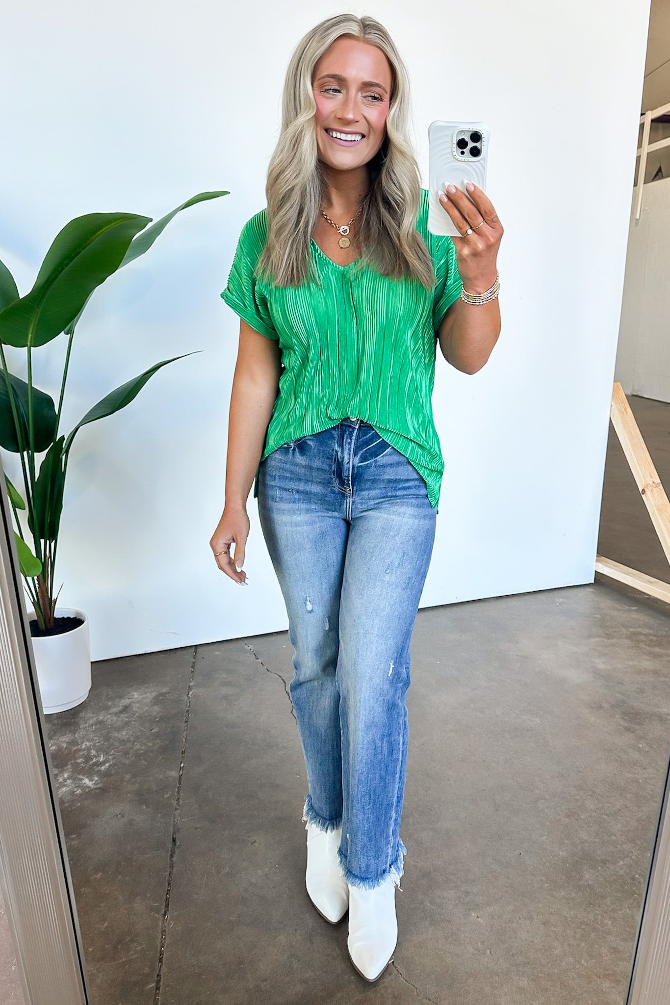  Sweet Ease Pleated V-Neck Top - FINAL SALE - Madison and Mallory