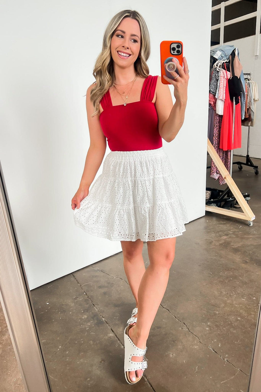Sweet Getaway Eyelet Flowy Skirt - FINAL SALE - Madison and Mallory