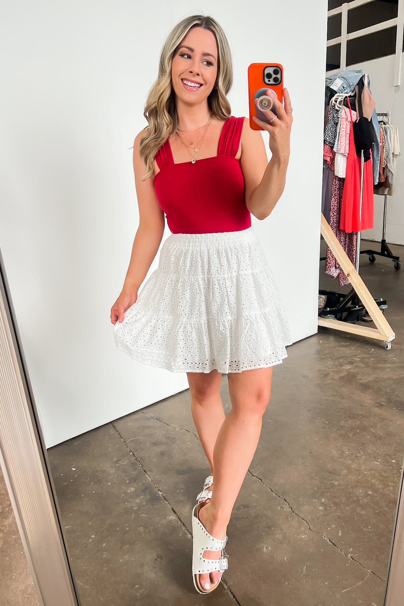 Sweet Getaway Eyelet Flowy Skirt - FINAL SALE - Madison and Mallory