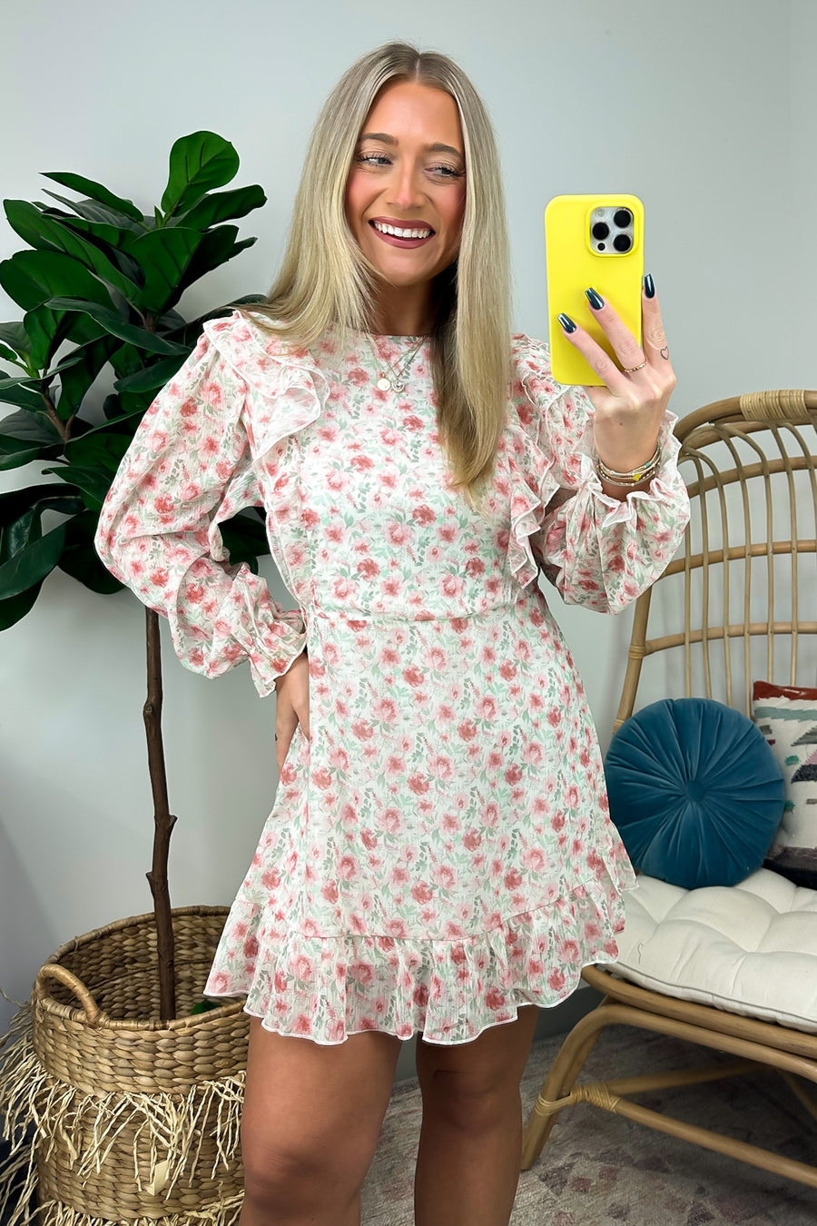 Pink / S Sweet Impulse Floral Ruffled Dress - FINAL SALE - Madison and Mallory