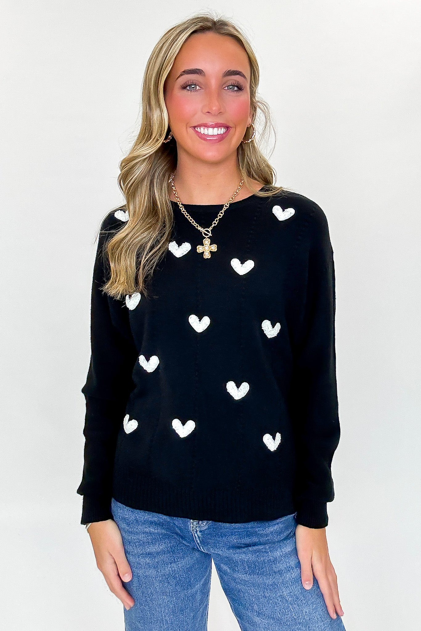 Sweet Whimsy Heart Embroidered Sweater - FINAL SALE - Madison and Mallory