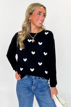 Sweet Whimsy Heart Embroidered Sweater - FINAL SALE - Madison and Mallory
