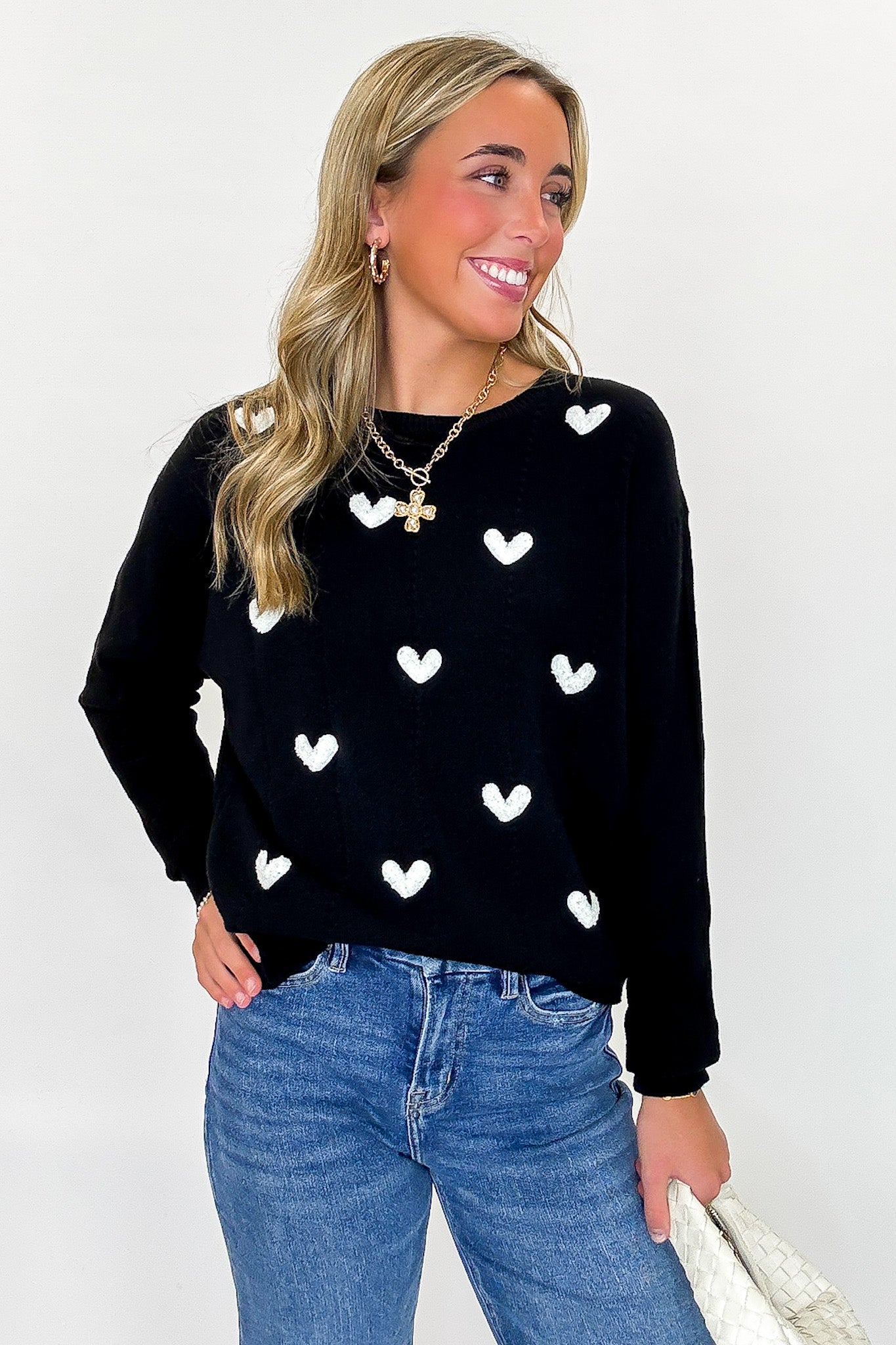 Sweet Whimsy Heart Embroidered Sweater - FINAL SALE - Madison and Mallory