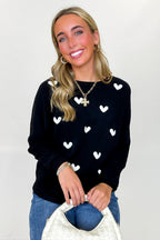 Sweet Whimsy Heart Embroidered Sweater - FINAL SALE - Madison and Mallory