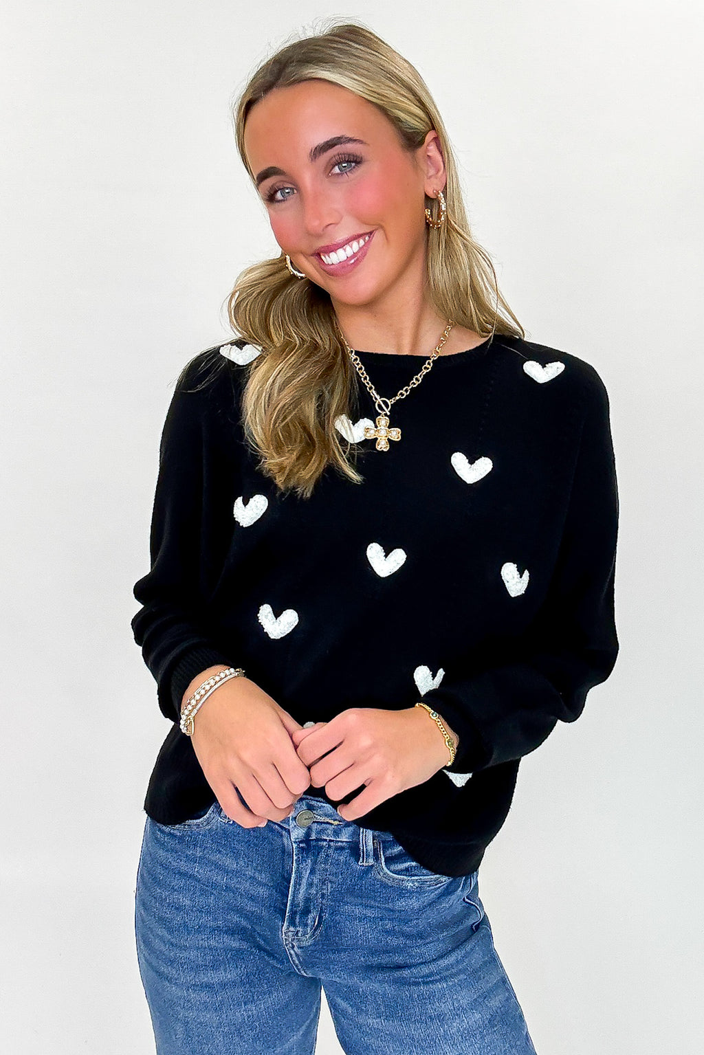 Sweet Whimsy Heart Embroidered Sweater - FINAL SALE - Madison and Mallory