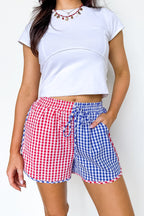 Sweet Liberty Color Block Gingham Shorts - Madison and Mallory