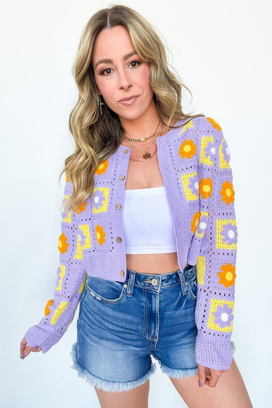  Sweetest Emotion Multi Color Crochet Knit Cardigan - Madison and Mallory