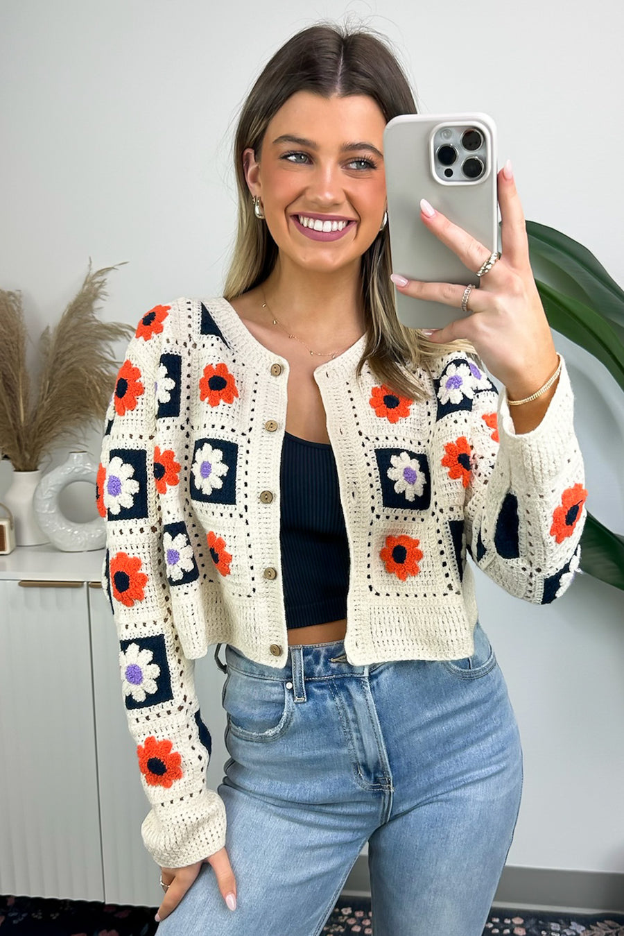 Natural / SM Sweetest Emotion Multi Color Crochet Knit Cardigan - Madison and Mallory