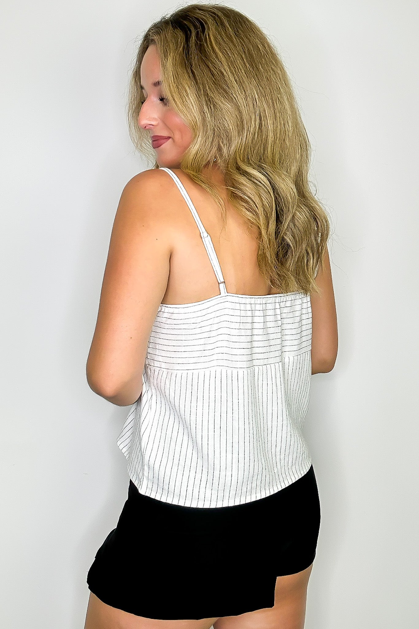 Sweetline Striped Lace Trim Tank Top - Madison and Mallory