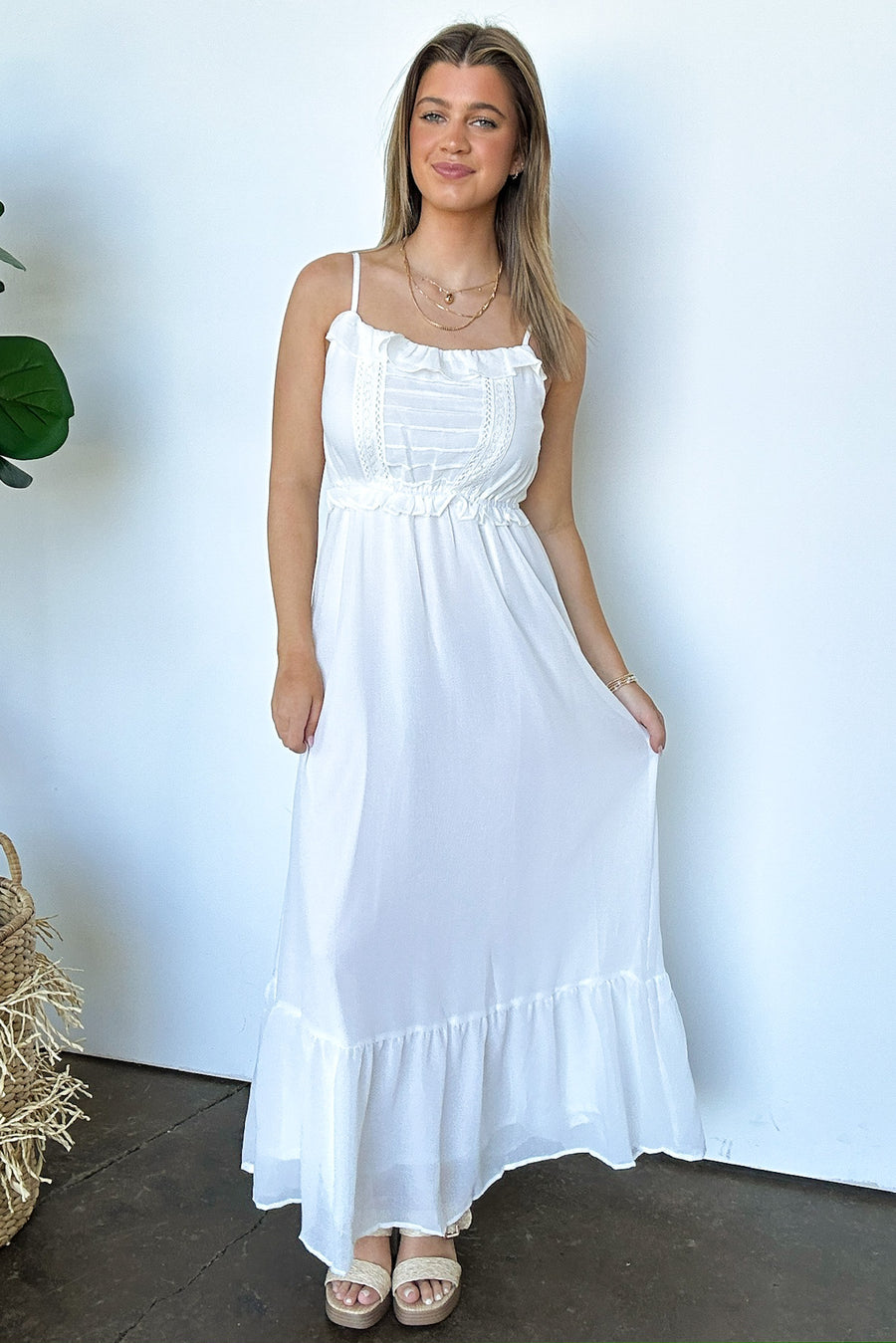  Sweetly Elevated Ruffle and Lace Detail Maxi Dress - FINAL SALE - Madison and Mallory