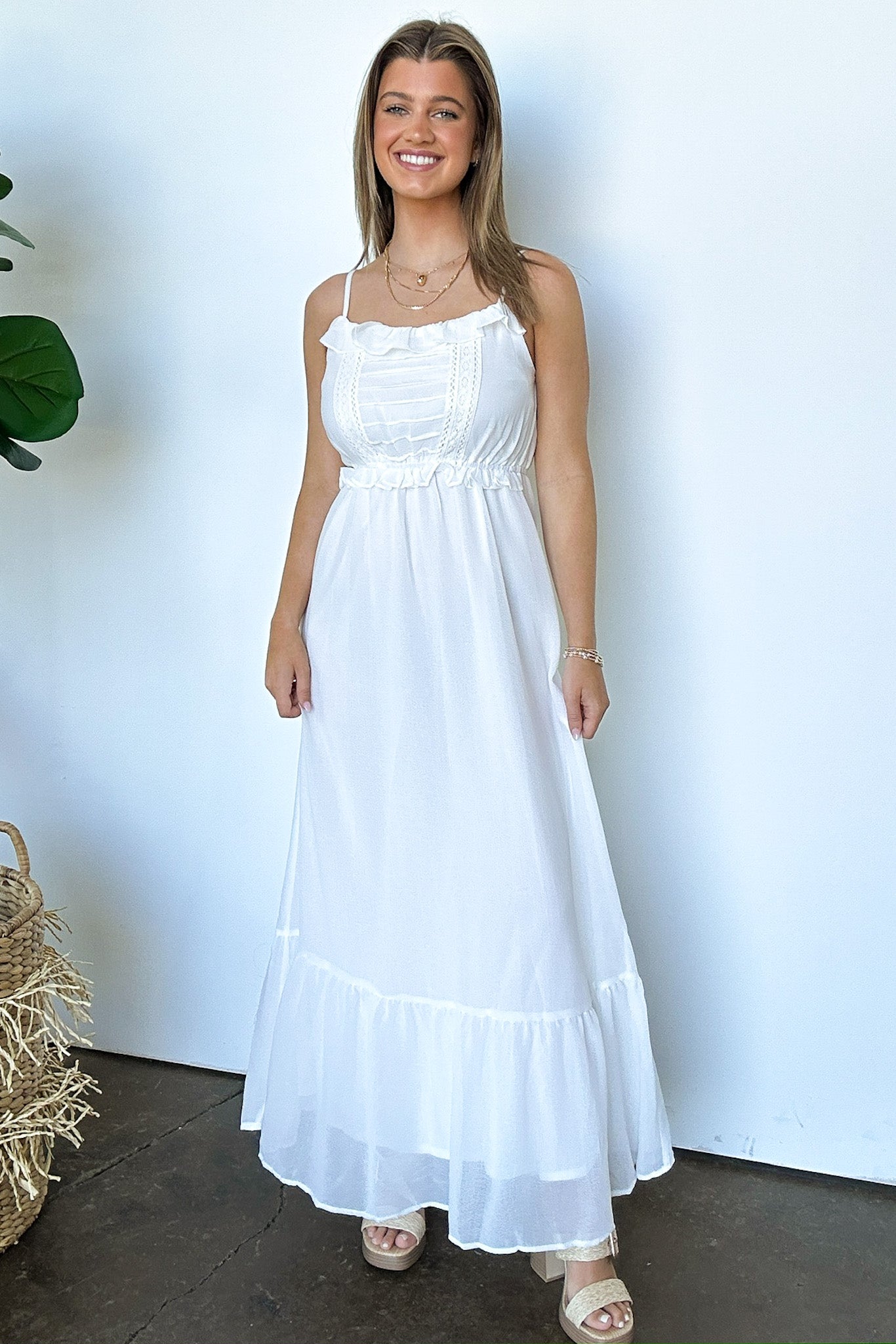  Sweetly Elevated Ruffle and Lace Detail Maxi Dress - FINAL SALE - Madison and Mallory