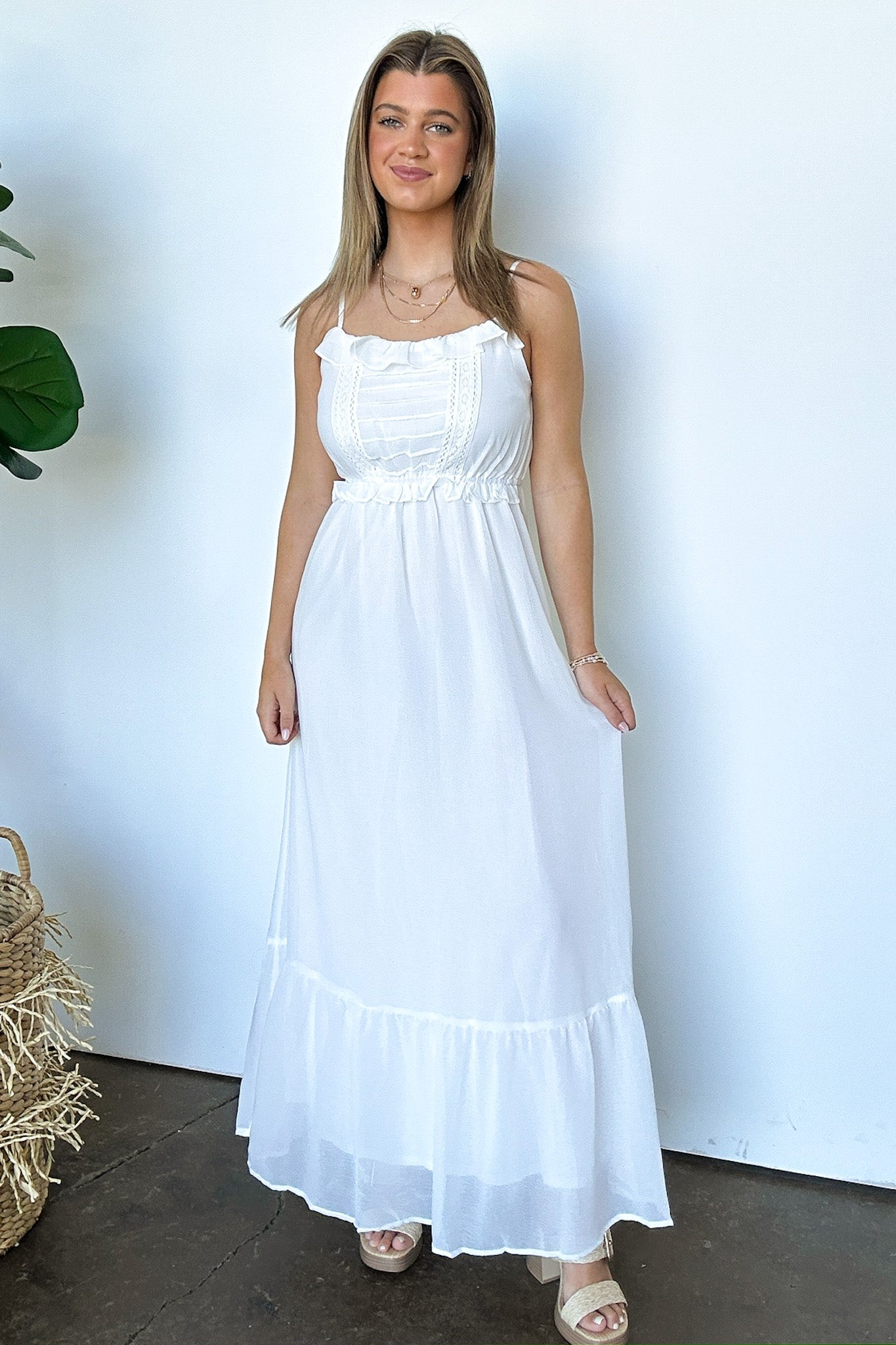  Sweetly Elevated Ruffle and Lace Detail Maxi Dress - FINAL SALE - Madison and Mallory