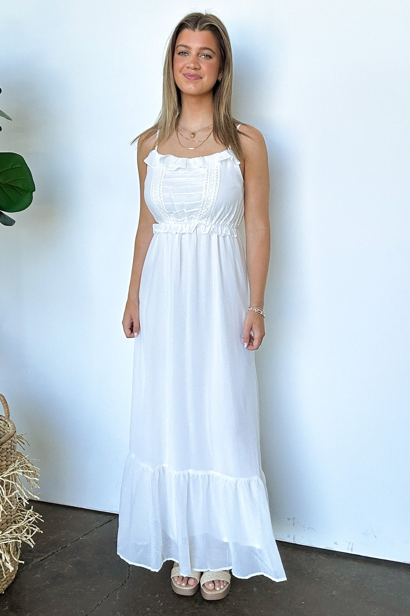  Sweetly Elevated Ruffle and Lace Detail Maxi Dress - FINAL SALE - Madison and Mallory