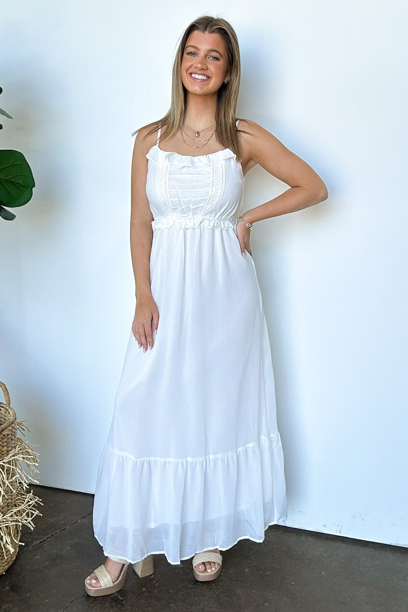  Sweetly Elevated Ruffle and Lace Detail Maxi Dress - FINAL SALE - Madison and Mallory