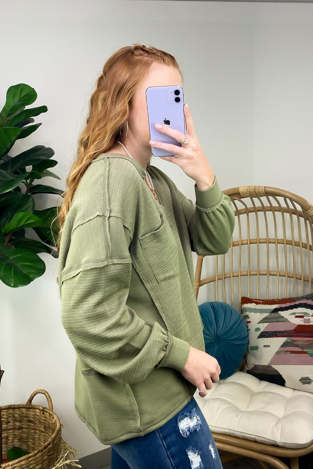  Swinton Split V-Neck Knit Top - FINAL SALE - Madison and Mallory