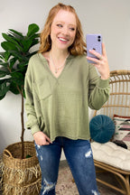  Swinton Split V-Neck Knit Top - FINAL SALE - Madison and Mallory