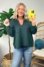  Swinton Split V-Neck Knit Top - FINAL SALE - Madison and Mallory