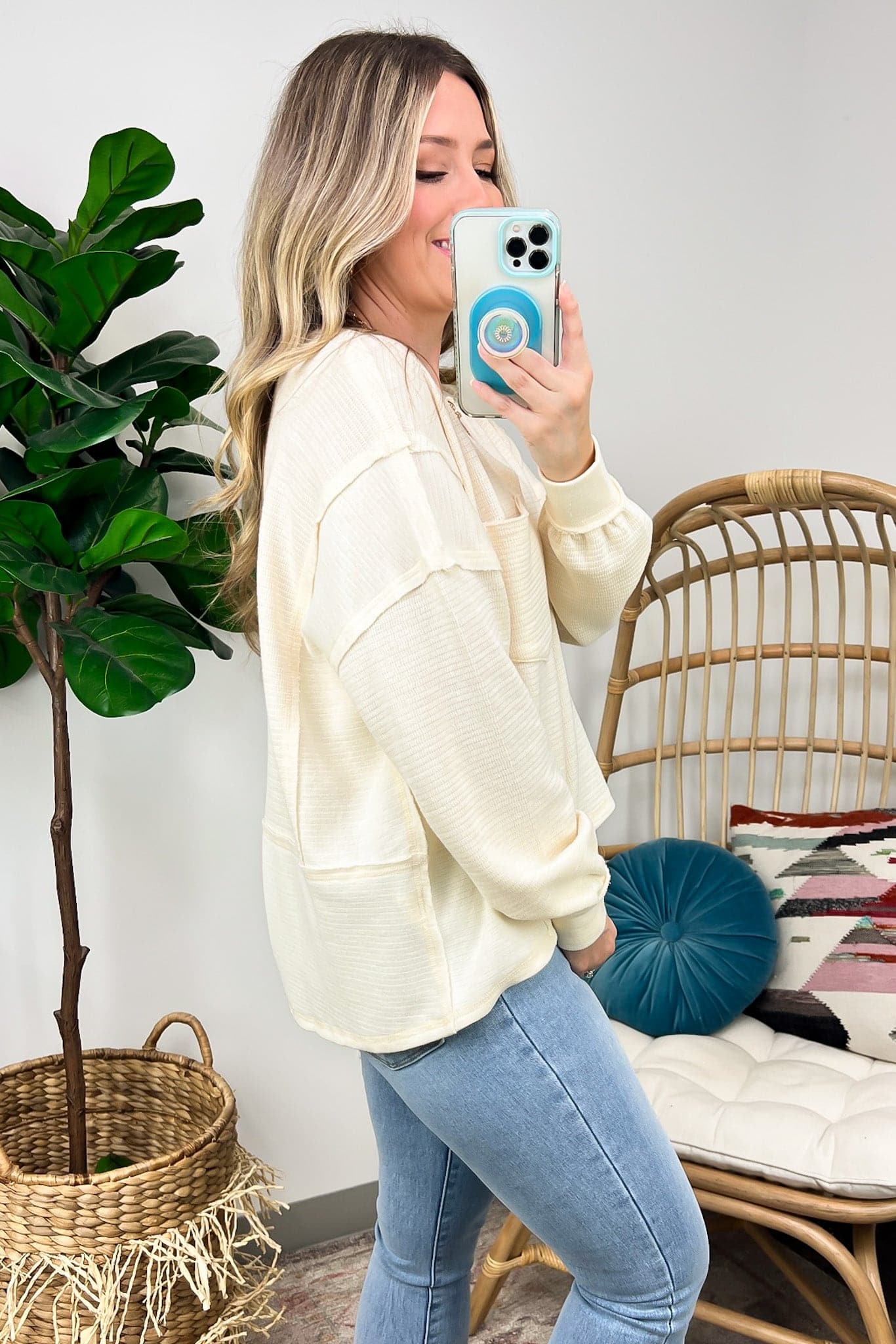  Swinton Split V-Neck Knit Top - FINAL SALE - Madison and Mallory