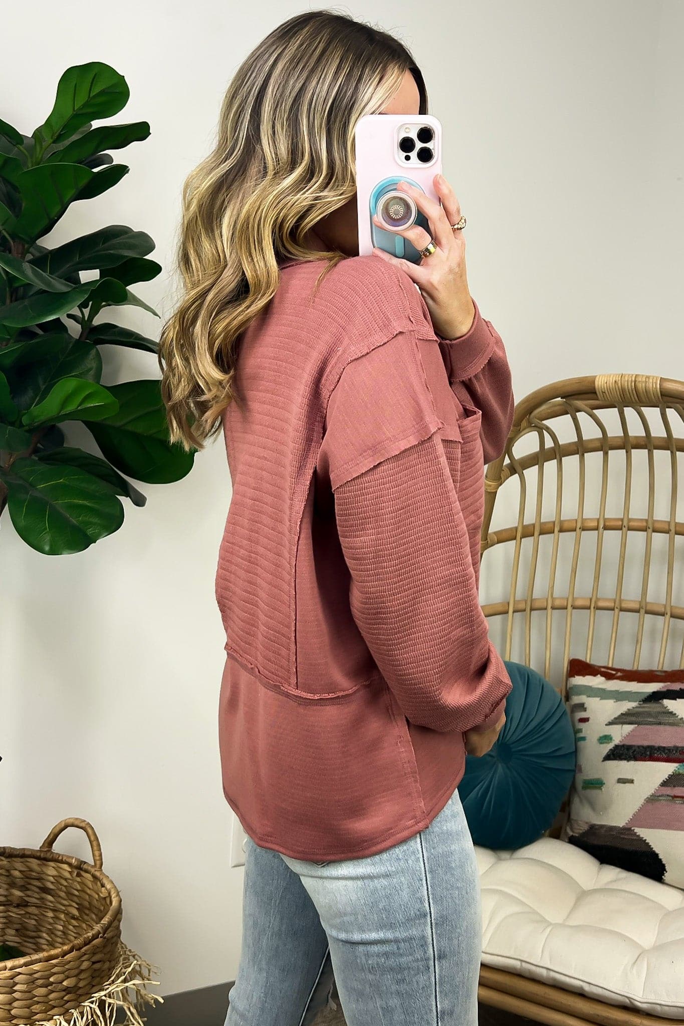  Swinton Split V-Neck Knit Top - FINAL SALE - Madison and Mallory