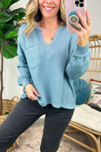  Swinton Split V-Neck Knit Top - FINAL SALE - Madison and Mallory