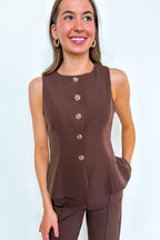Tailored Ease Peplum Vest Top - Madison and Mallory