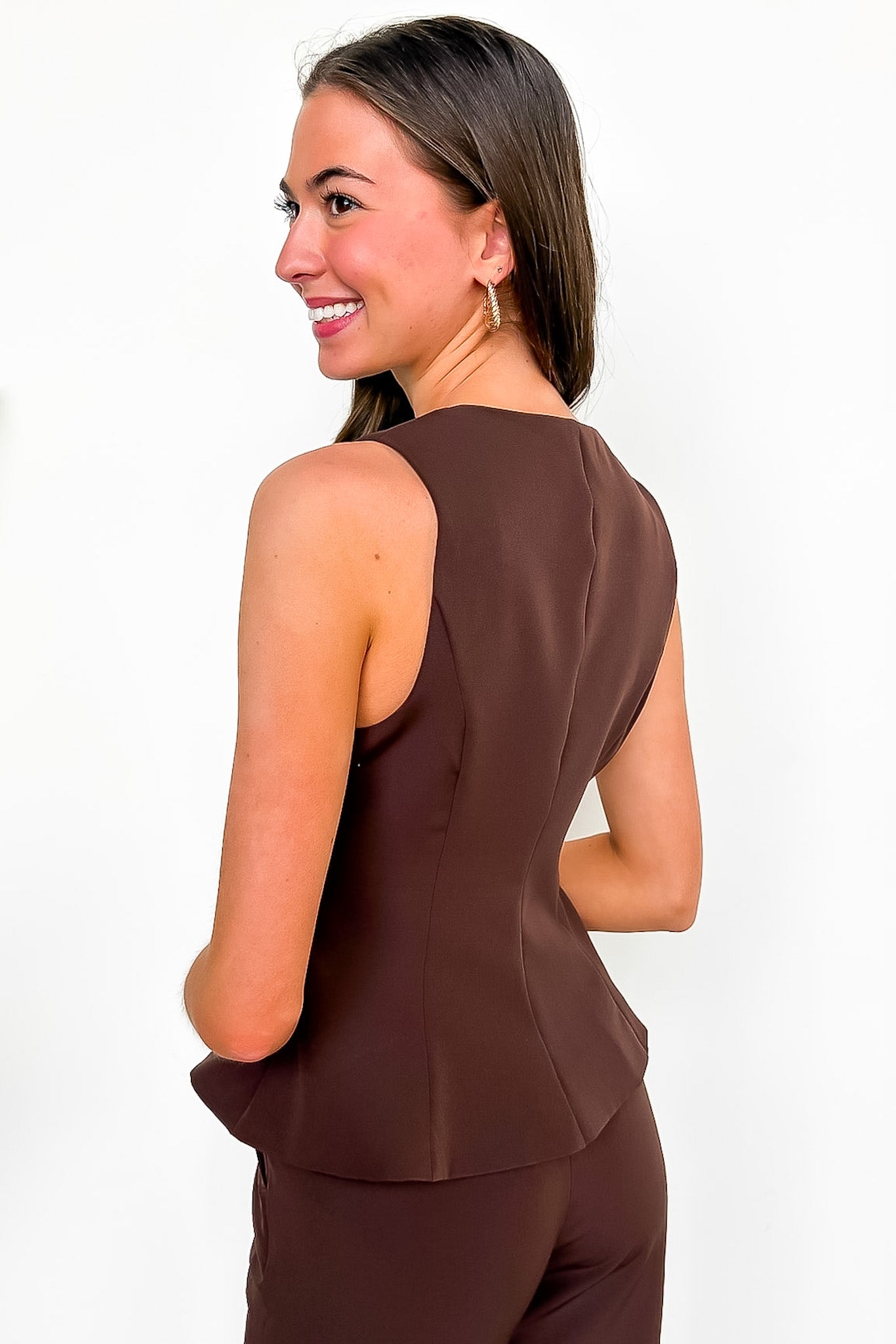 Tailored Ease Peplum Vest Top - Madison and Mallory