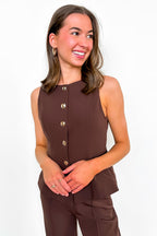 Tailored Ease Peplum Vest Top - Madison and Mallory