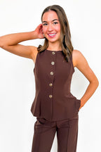Tailored Ease Peplum Vest Top - Madison and Mallory