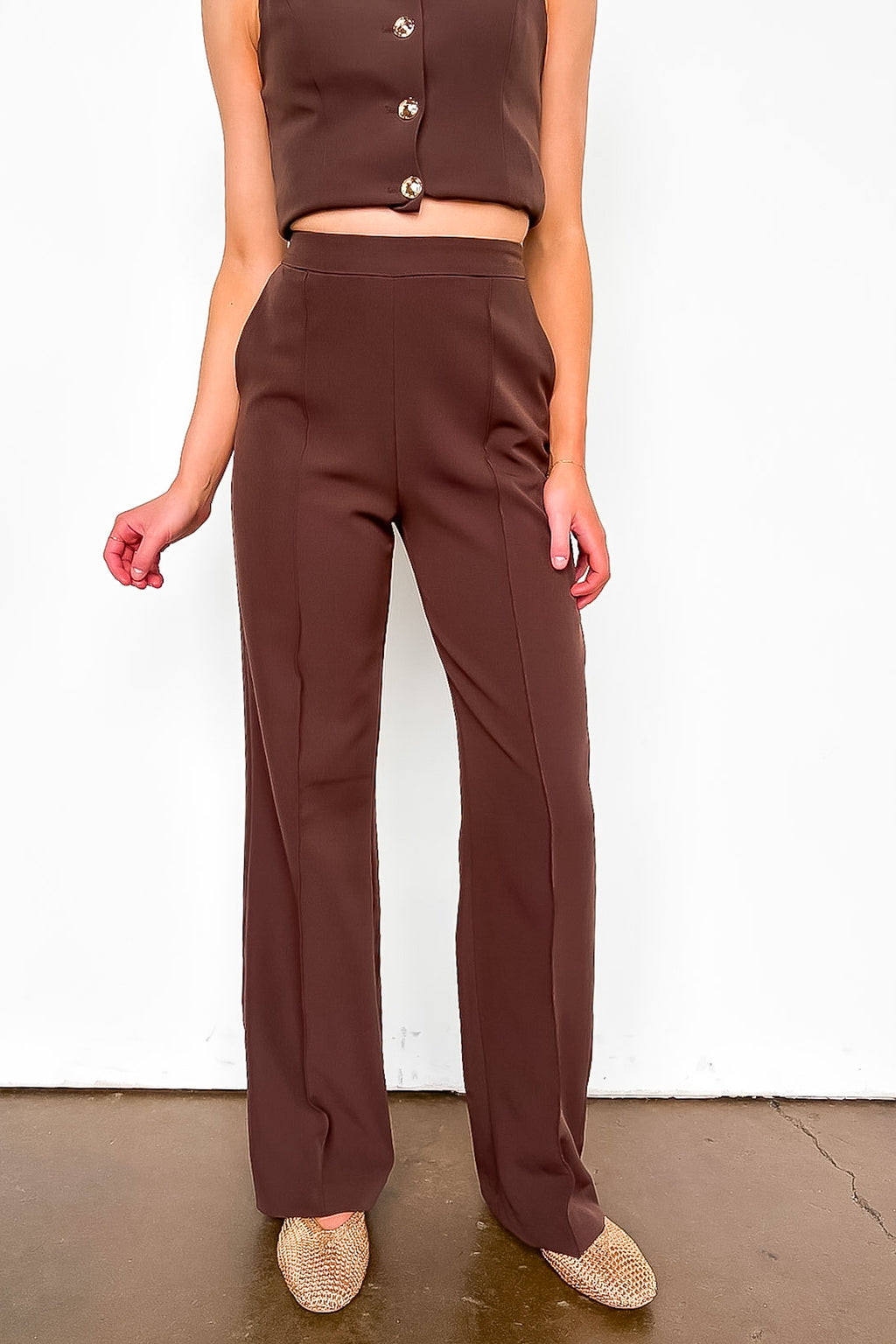 Tailored Ease Wide Leg Trouser Pants - Madison and Mallory
