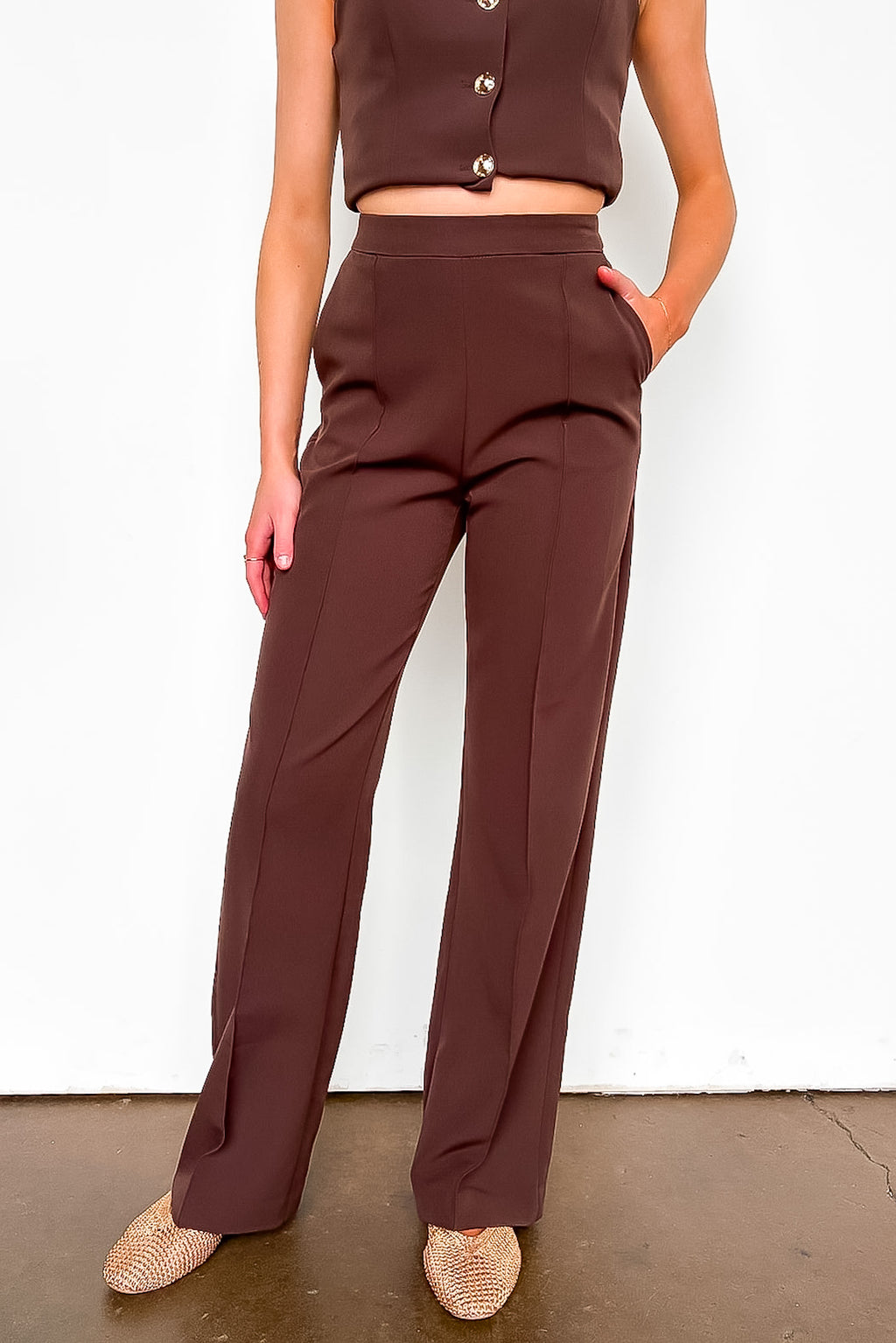 Tailored Ease Wide Leg Trouser Pants - Madison and Mallory
