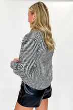 Tailored Edge Houndstooth Snap Button Jacket - Madison and Mallory
