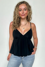 Tailored Flare V-Neck Peplum Tank Top - FINAL SALE - Madison and Mallory