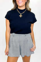 Tailored Twist Houndstooth Pleated Shorts - FINAL SALE - Madison and Mallory