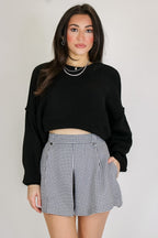 Tailored Twist Houndstooth Pleated Shorts - Madison and Mallory