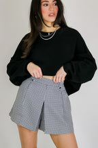 Tailored Twist Houndstooth Pleated Shorts - Madison and Mallory