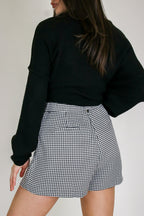 Tailored Twist Houndstooth Pleated Shorts - Madison and Mallory