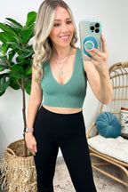  Take the Plunge Seamless Ribbed V-Neck Cropped Tank Top - Madison and Mallory