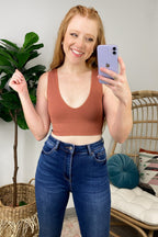 Take the Plunge Seamless Ribbed V-Neck Cropped Tank Top - Madison and Mallory