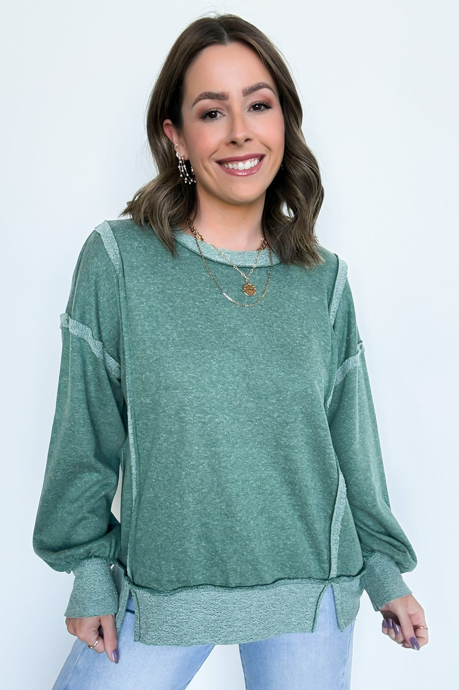  Taking Notes Exposed Seam Relaxed Sweatshirt - Madison and Mallory