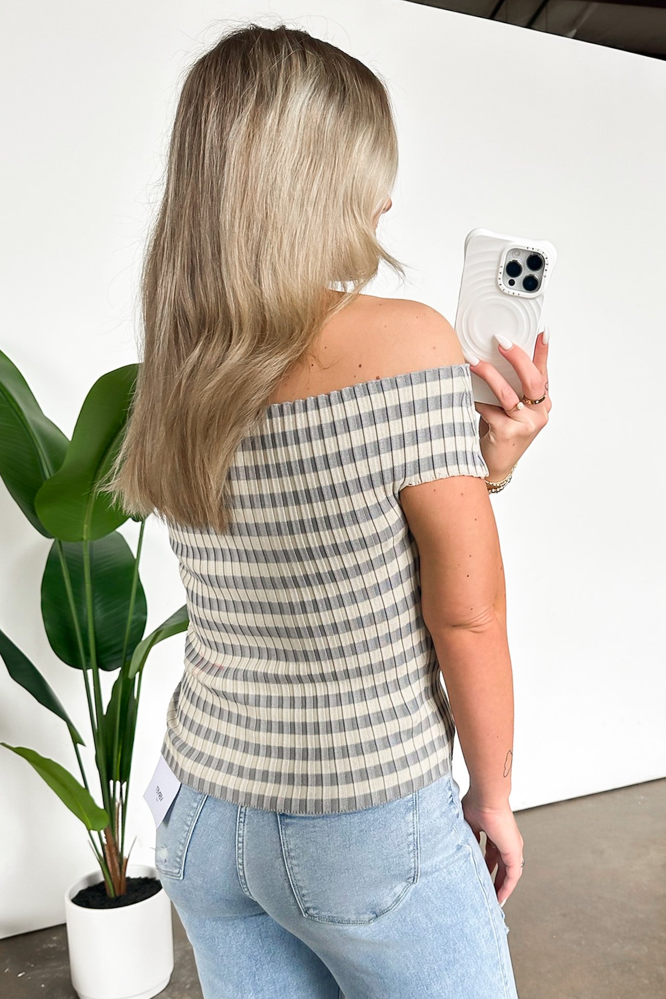  Talia Off Shoulder Striped Knit Top - Madison and Mallory