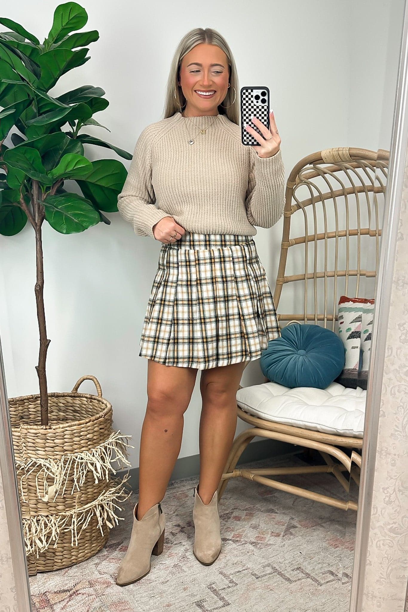  Tannins Pleated Plaid Skort - FINAL SALE - Madison and Mallory