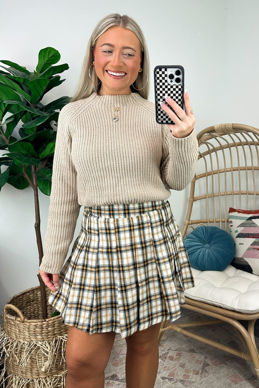  Tannins Pleated Plaid Skort - FINAL SALE - Madison and Mallory