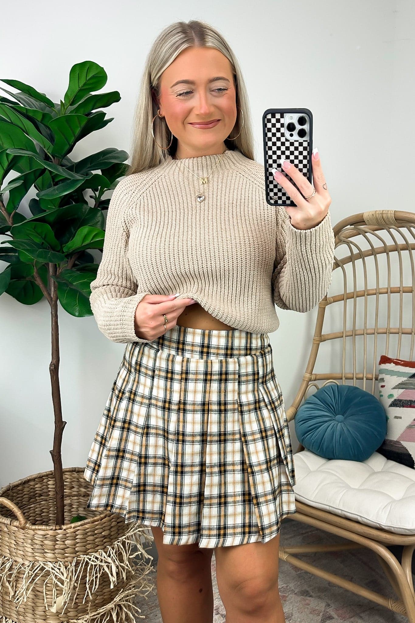  Tannins Pleated Plaid Skort - FINAL SALE - Madison and Mallory